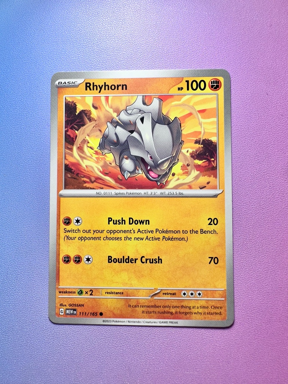 rhyhorn - 111/165 (common) — pokemon: 151